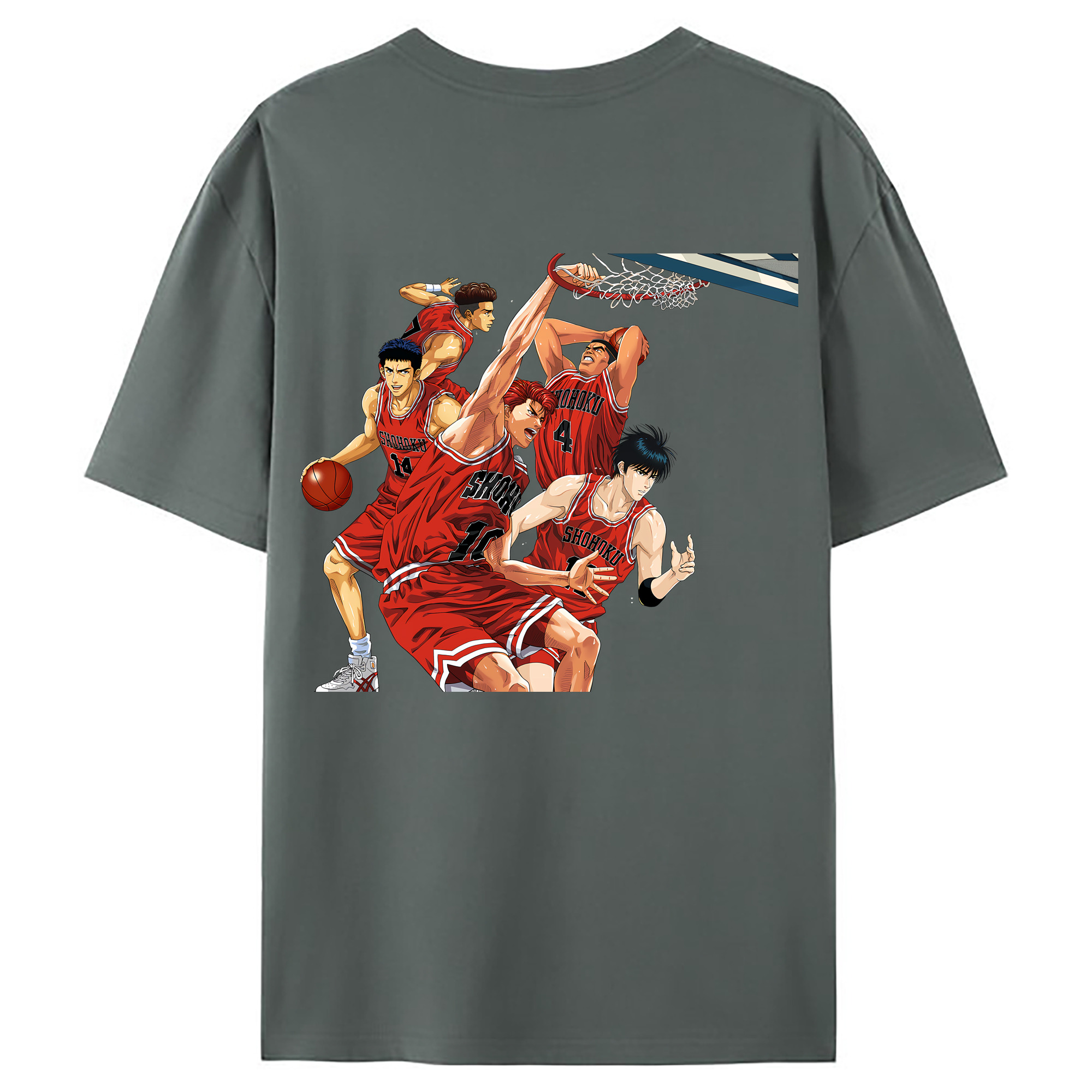 （画像用） SLAM DUNK／スラムダンク 綿100％ メンズ半袖Tシャツ（バックプリント） 通気性